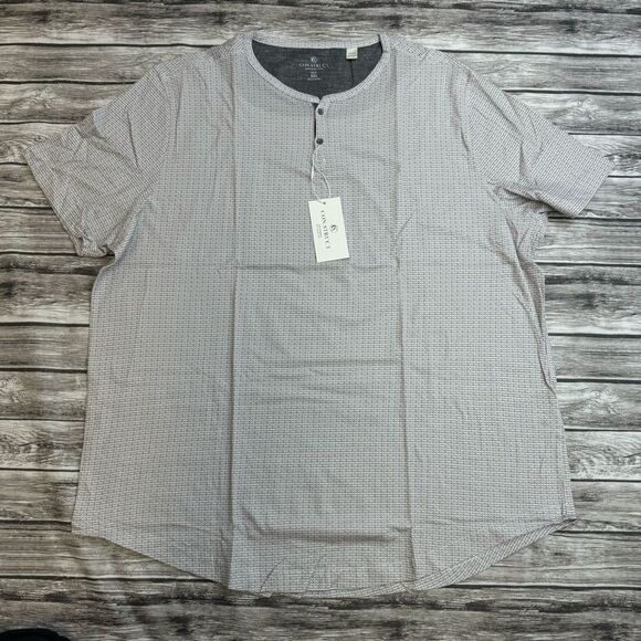 CON.STRUCT Men's Patterned Short Sleeve 2 Button Henley Crew Tee Shirt XXL 2XL - Picture 1 of 9
